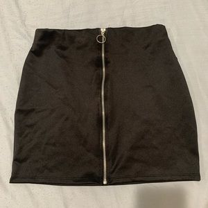 Black zip up mini skirt